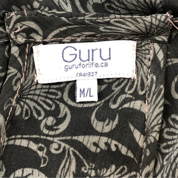 GURU for Life grey print all silk wrap look print sundress M/L - Picture 5 of 8